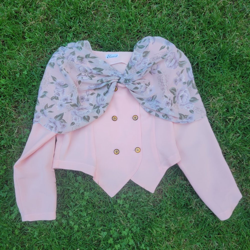 Vintage Famous Pink Cropped Blazer, Women's- Small